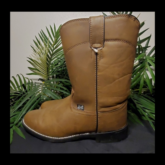 JUSTIN Brown Cowboy Style Boots - Picture 2 of 6